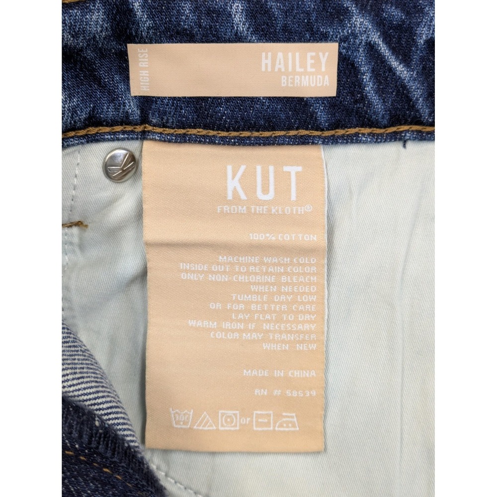 KUT From The Kloth Shorts Women 0 High Rise Hailey Blue Distressed Bermuda Denim - Picture 8 of 10